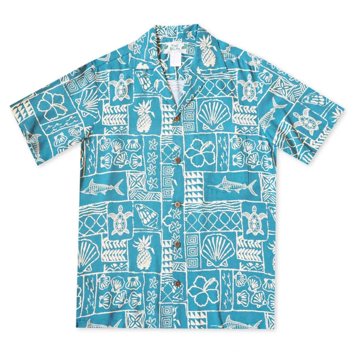 Kaka’ako teal hawaiian rayon shirt