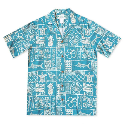 Kaka’ako teal hawaiian rayon shirt - alohaz