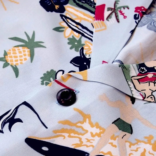 Kalakaua blue hawaiian rayon shirt - alohaz