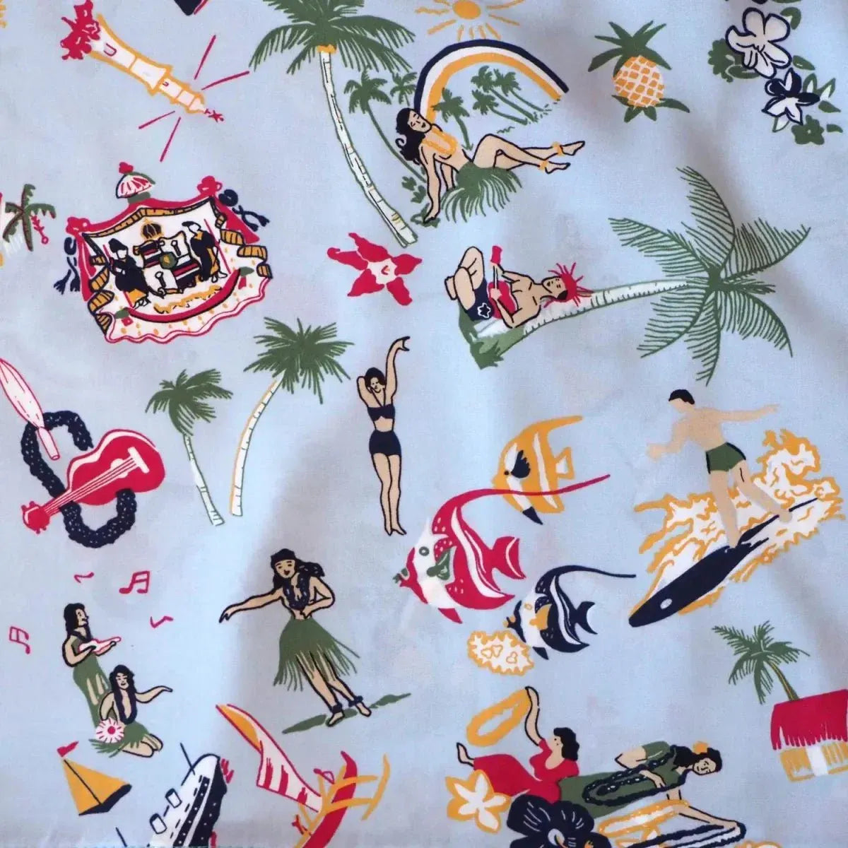 Kalakaua blue hawaiian rayon shirt - alohaz