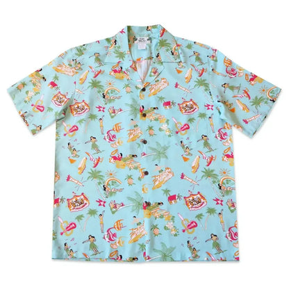 Kalakaua green hawaiian rayon shirt - alohaz