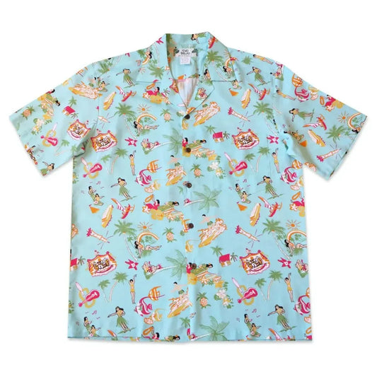 Kalakaua green hawaiian rayon shirt - alohaz