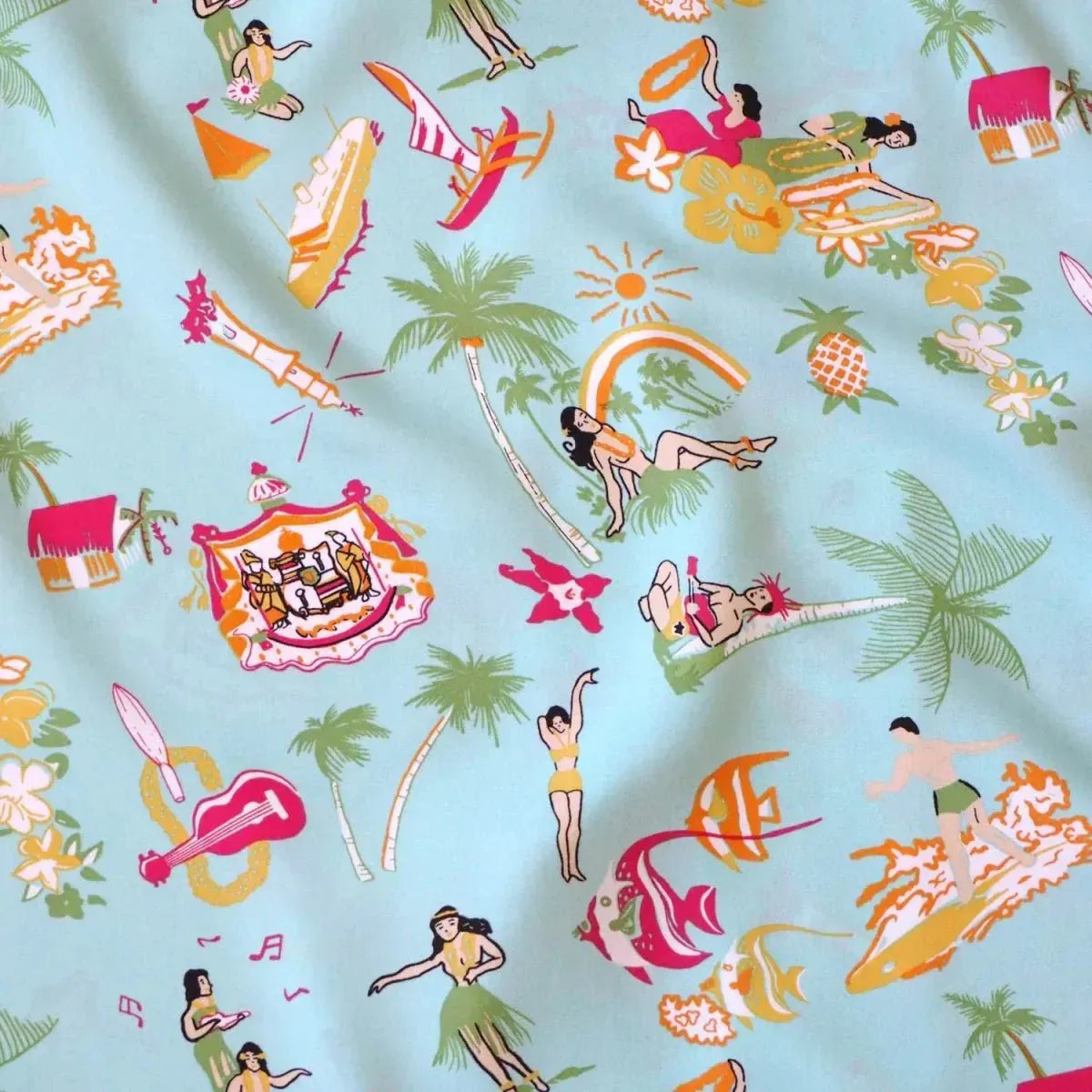 Kalakaua green hawaiian rayon shirt - alohaz