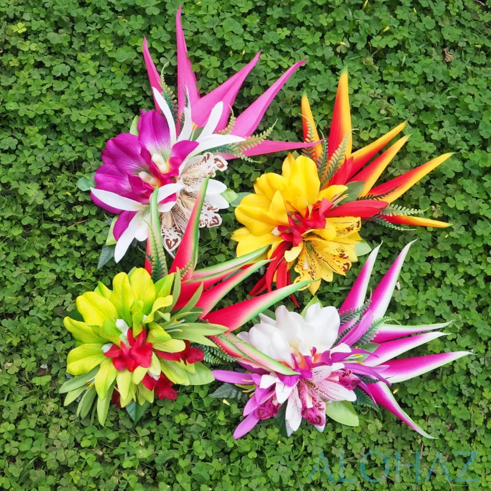 Laka pink hawaiian flower hair clip