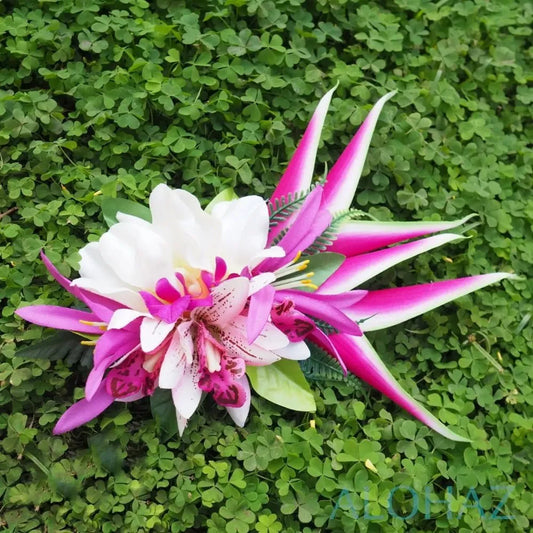 Laka purple hawaiian flower hair clip - alohaz
