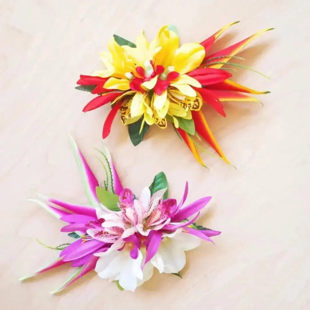 Laka yellow hawaiian flower hair clip