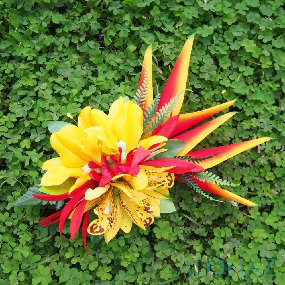 Laka yellow hawaiian flower hair clip - alohaz