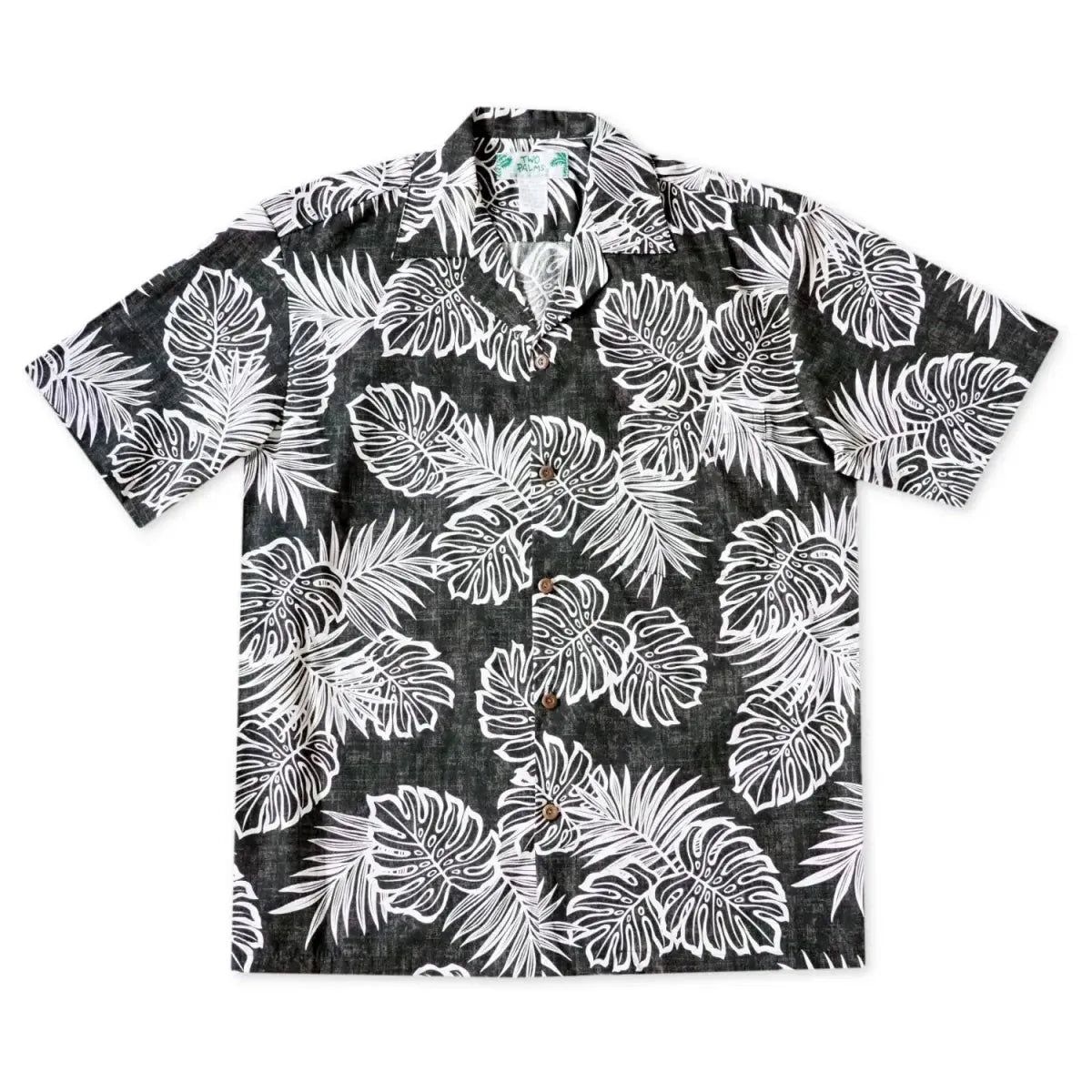 Leaf black hawaiian cotton shirt - alohaz
