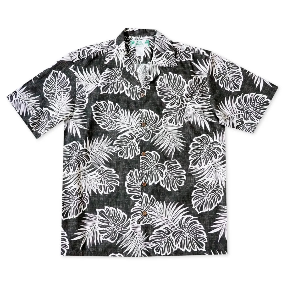 Leaf black hawaiian cotton shirt