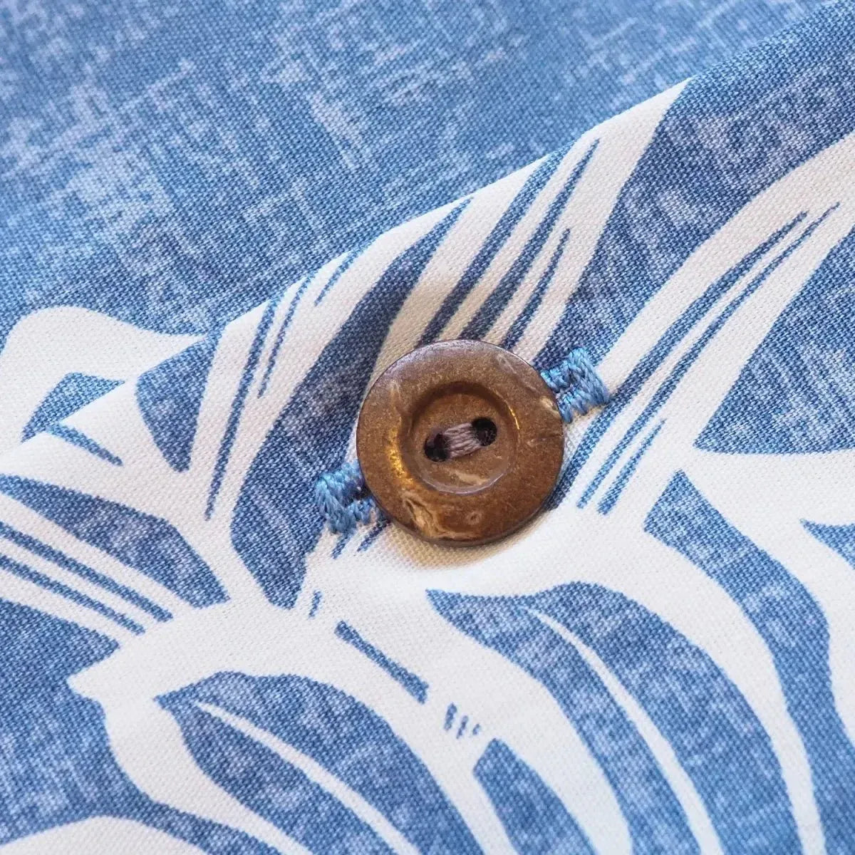 Leaf blue hawaiian cotton shirt - alohaz