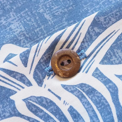 Leaf blue hawaiian cotton shirt - alohaz