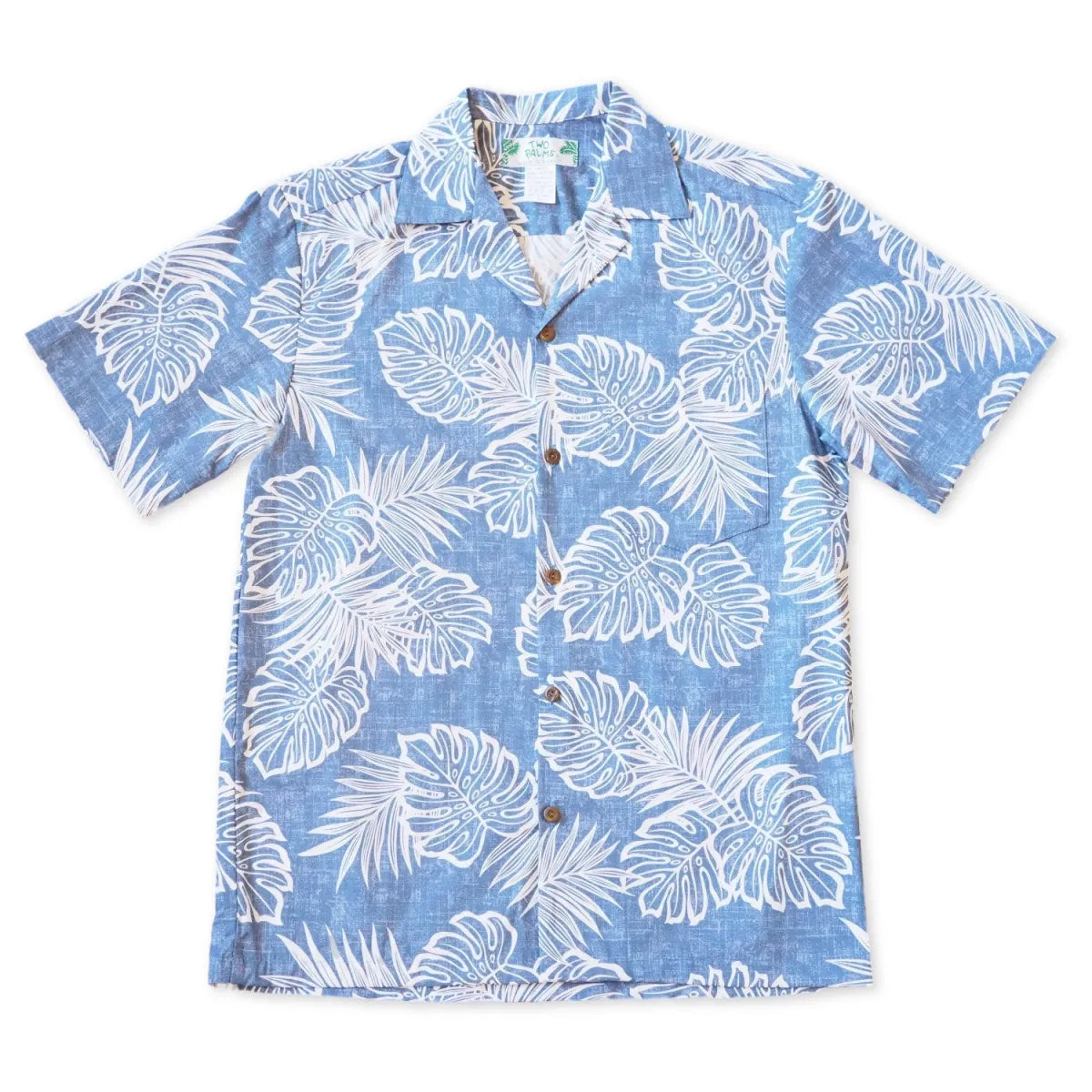 Leaf blue hawaiian cotton shirt