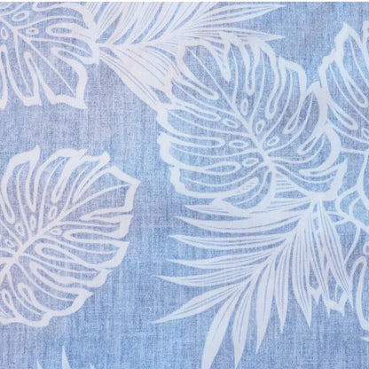 Leaf blue reverse print hawaiian cotton shirt - alohaz