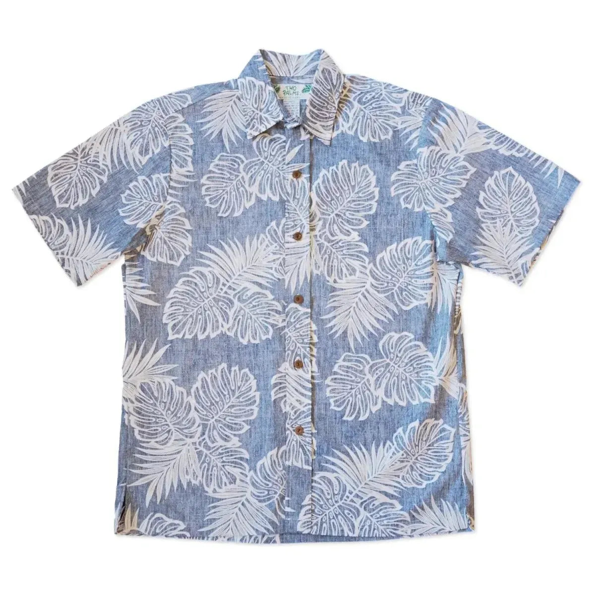 Leaf navy reverse print hawaiian cotton shirt - alohaz