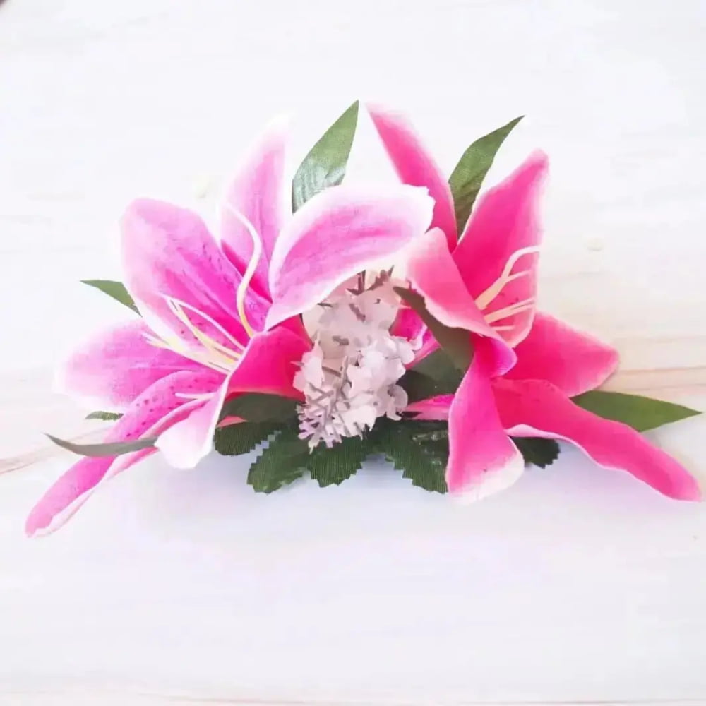 Lily magenta hawaiian flower hair clip