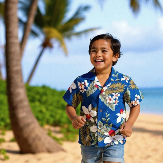 Majestic blue hawaiian boy shirt - alohaz