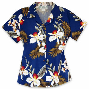 Majestic blue hawaiian lady blouse
