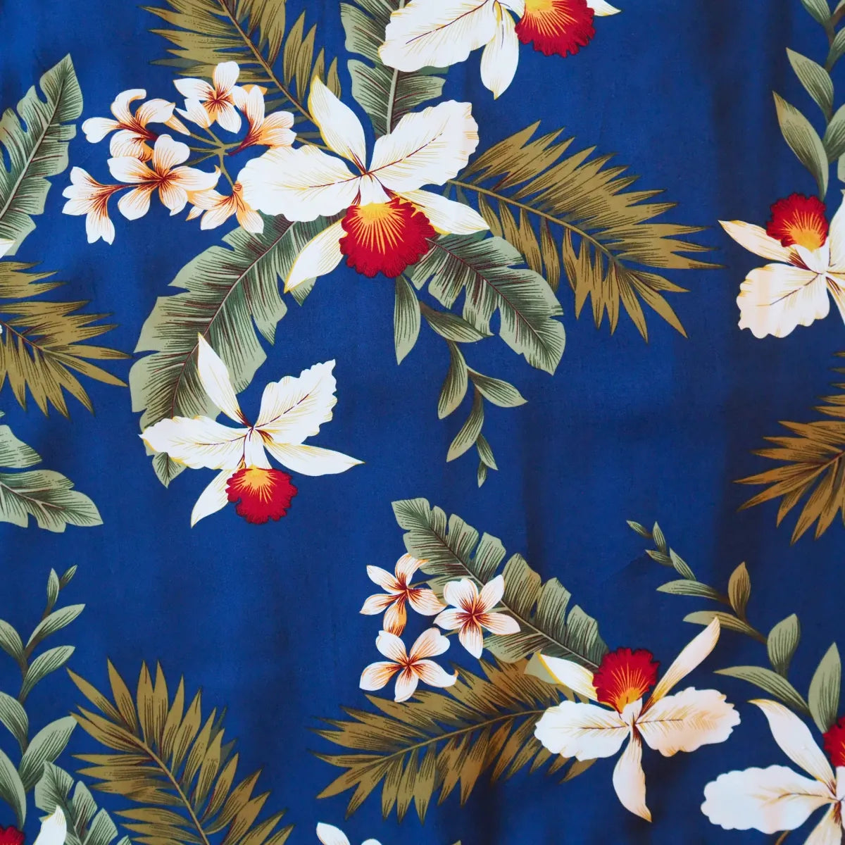 Majestic blue hawaiian rayon fabric