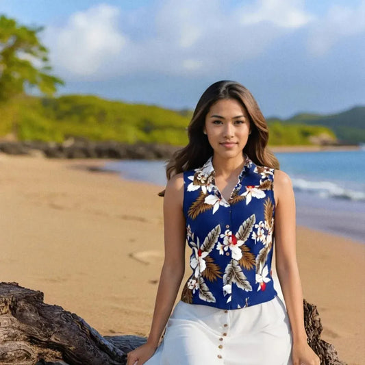 Majestic hawaiian lady sleeveless blouse - alohaz