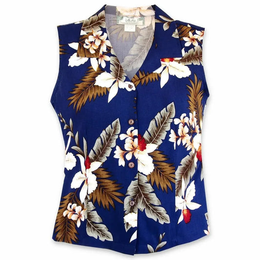 Majestic hawaiian lady sleeveless blouse - alohaz