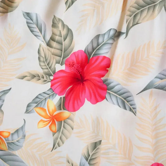 Makaha cream hawaiian rayon fabric - alohaz