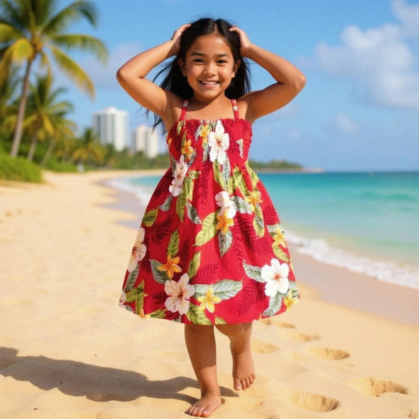 makaha red hawaiian girl sunkiss dress