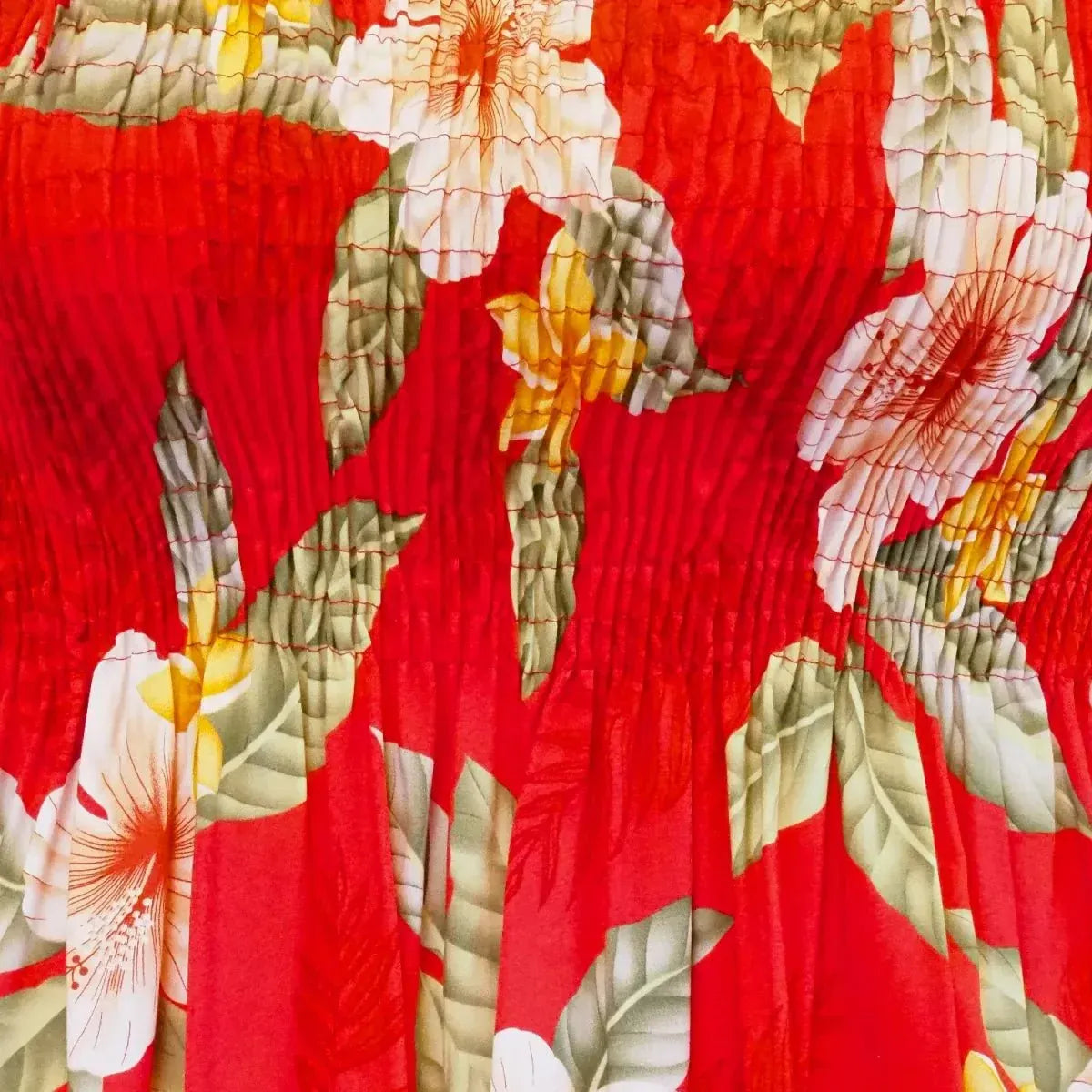 red hawaiian dress women Hawaiian smocked elastic dress<br>#2 Red flower