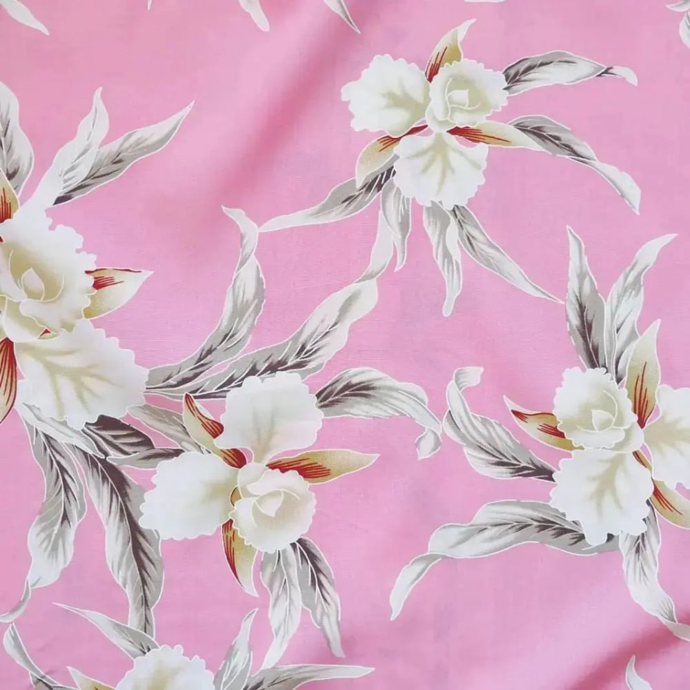 Mele pink hawaiian rayon fabric