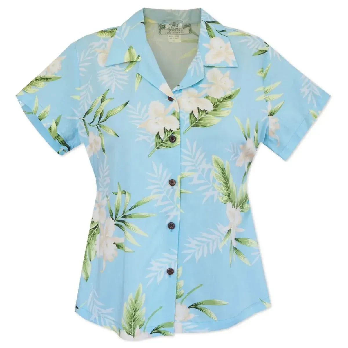 Midnight baby blue hawaiian lady blouse - alohaz