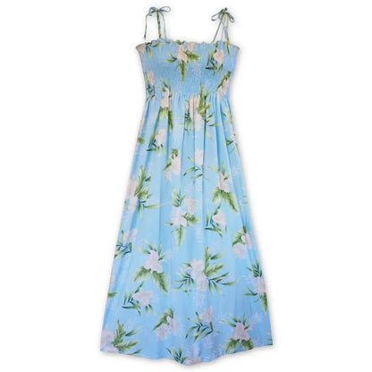 Midnight baby blue hawaiian maxi dress - alohaz