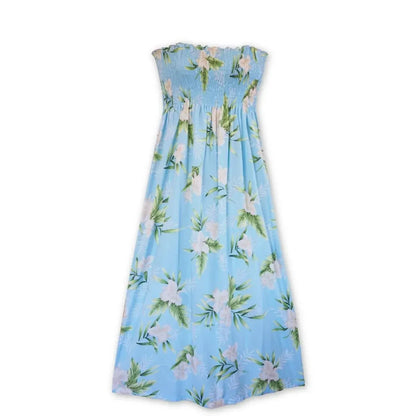 Midnight baby blue hawaiian maxi dress - alohaz