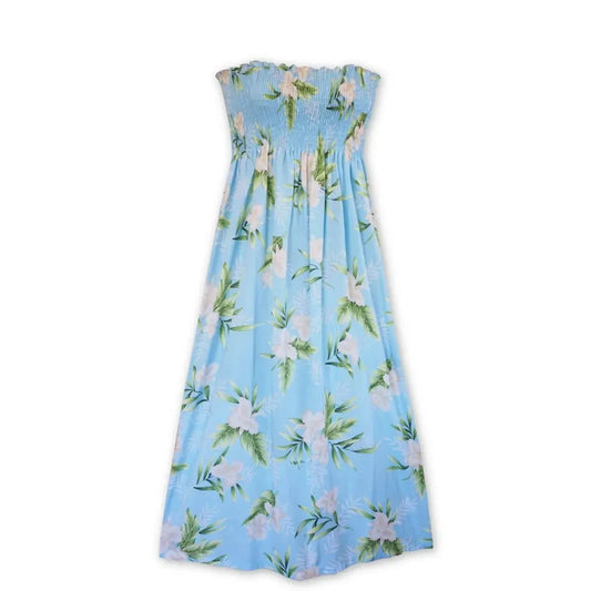 Midnight baby blue hawaiian maxi dress - alohaz
