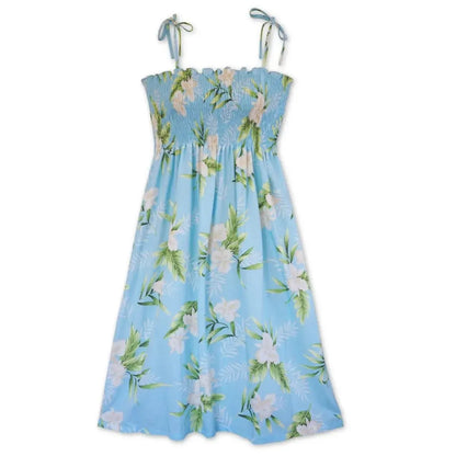 Midnight baby blue hawaiian moonkiss short dress - alohaz
