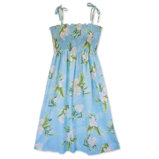 Midnight baby blue hawaiian moonkiss short dress - alohaz