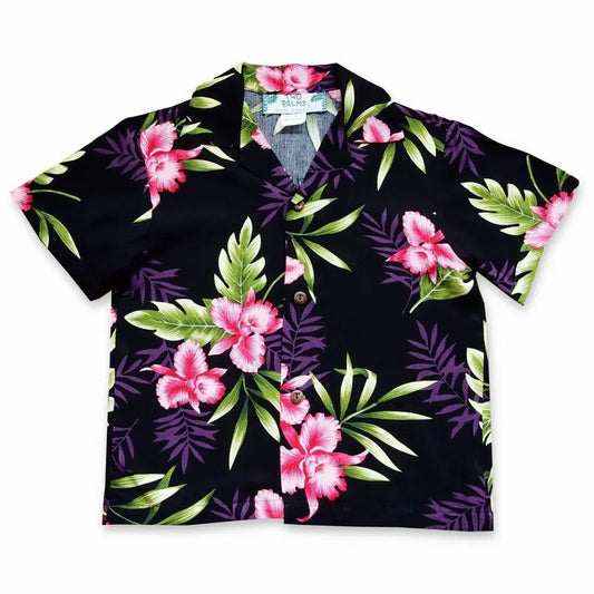 Midnight black hawaiian boy shirt - alohaz