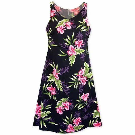 Midnight black hawaiian fiesta dress - alohaz