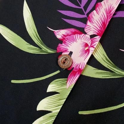 Midnight black hawaiian lady blouse - alohaz