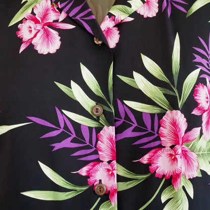 Midnight black hawaiian lady blouse - alohaz