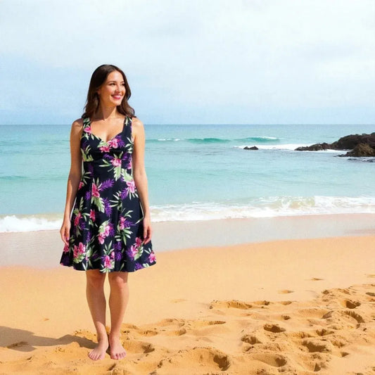 Midnight black hawaiian molokini short dress - alohaz