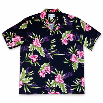 Midnight black hawaiian rayon shirt - alohaz
