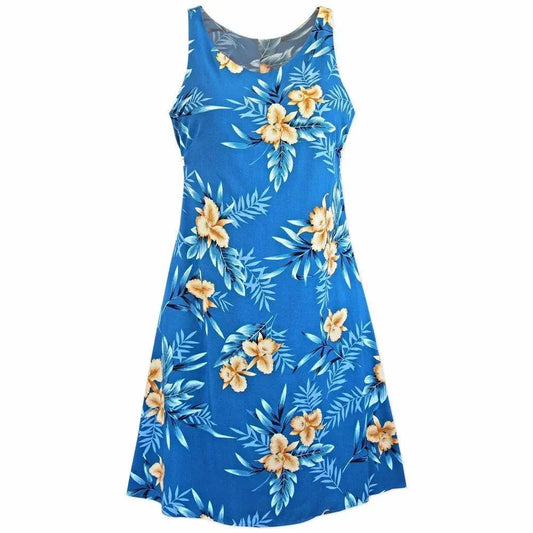 Midnight blue hawaiian fiesta dress - alohaz