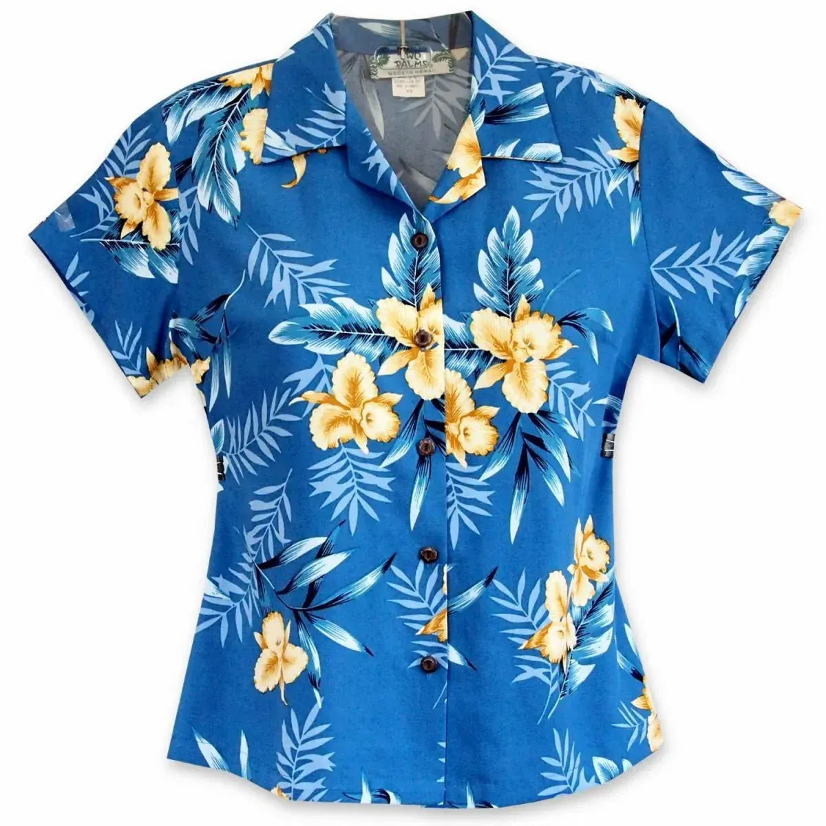 Midnight blue hawaiian lady blouse - alohaz