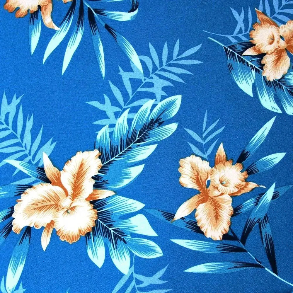 Midnight blue hawaiian rayon fabric - alohaz