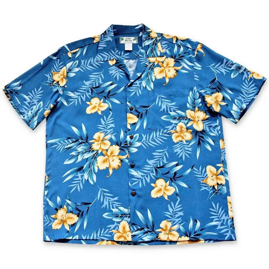 Midnight blue hawaiian rayon shirt - alohaz