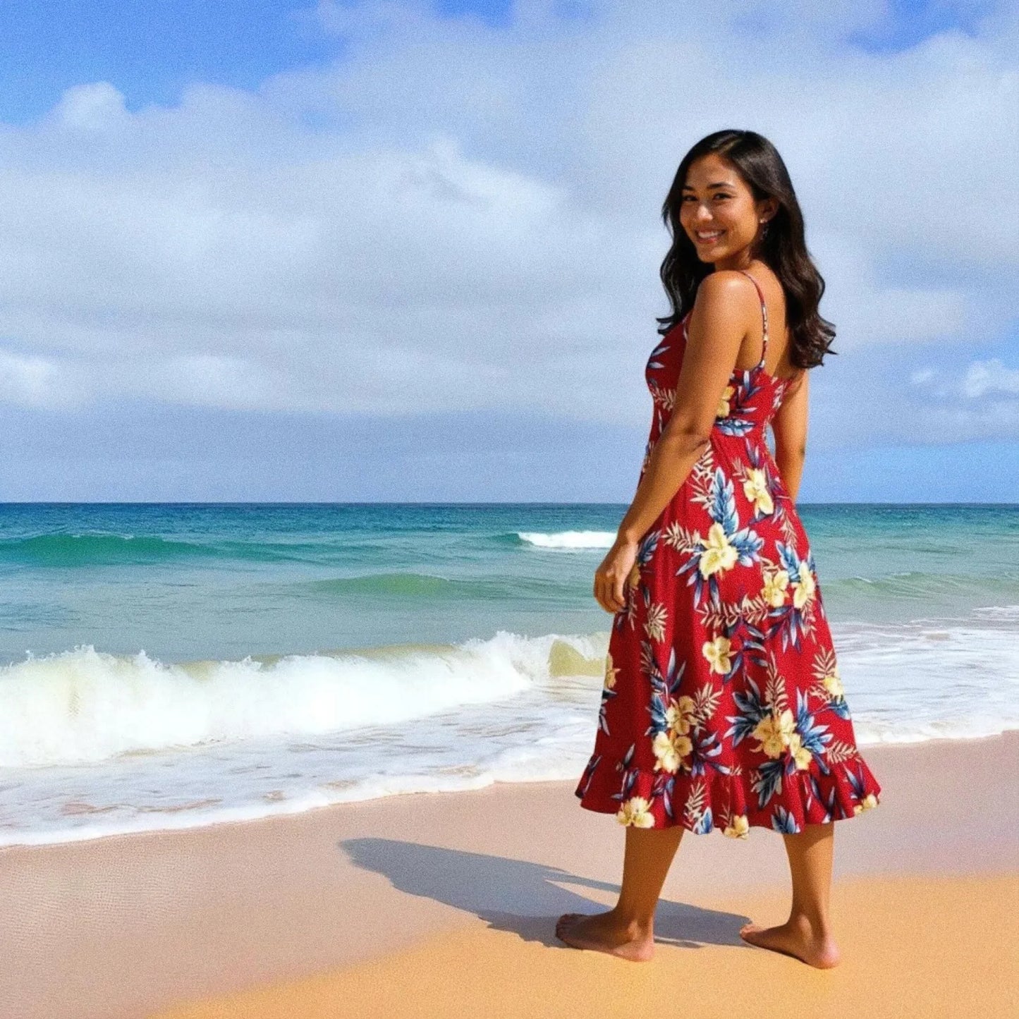 Midnight maroon hawaiian kamalii dress - alohaz