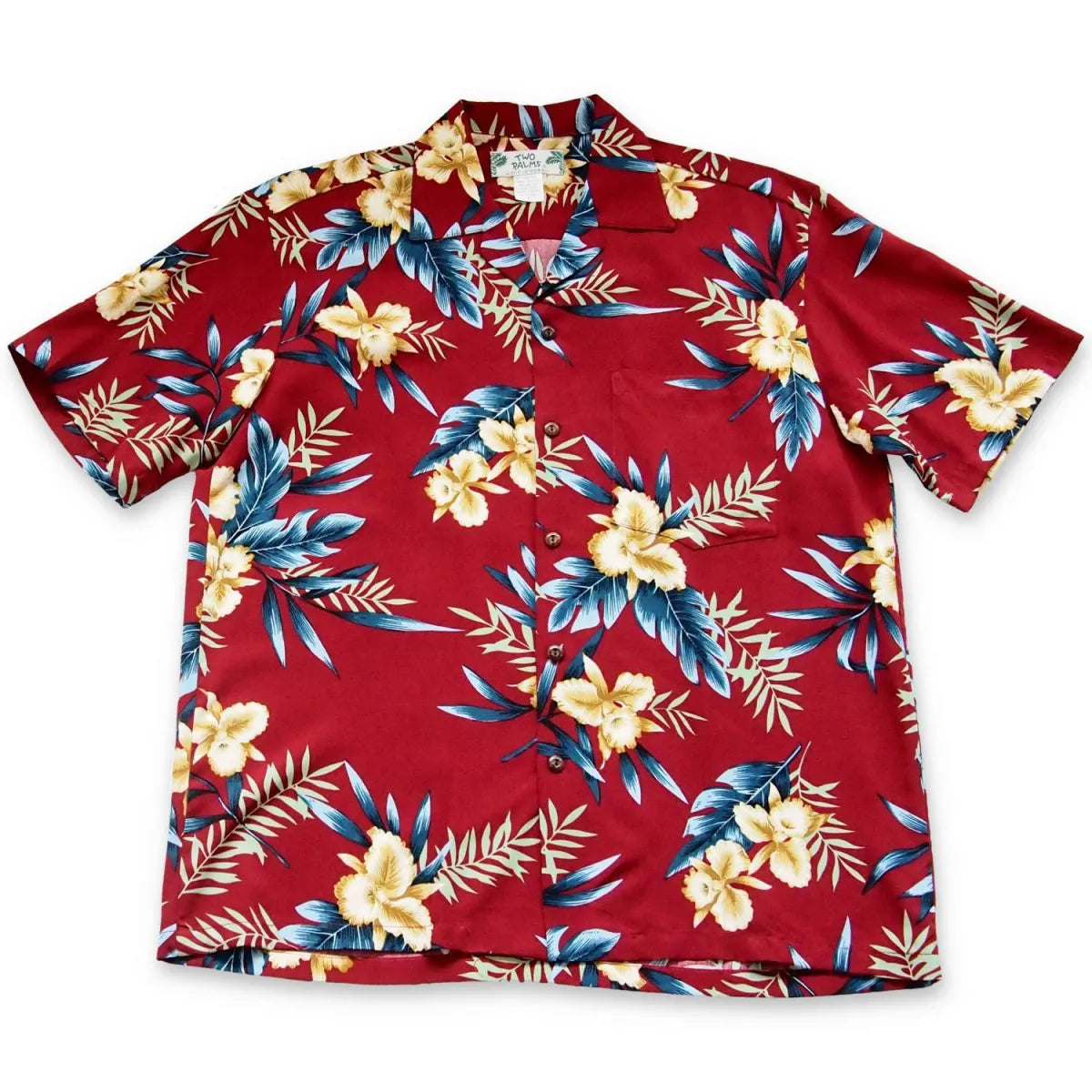 Midnight red hawaiian aloha rayon shirt