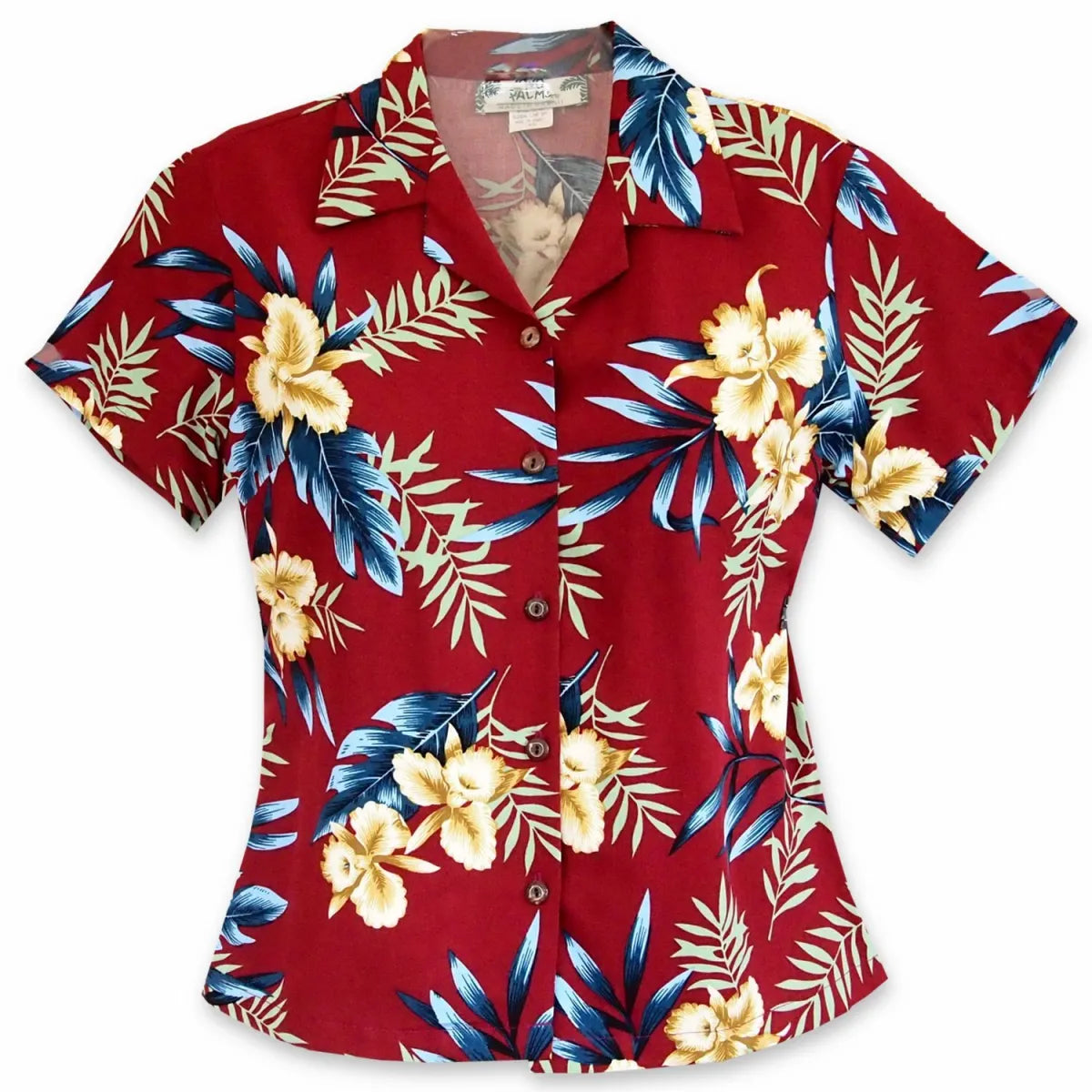 Midnight red hawaiian lady blouse