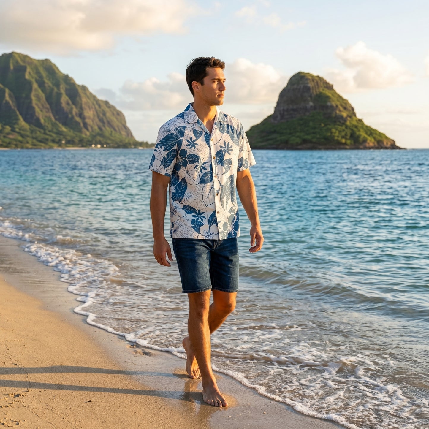 haven blue hawaiian cotton shirt
