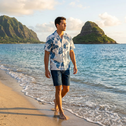 haven blue hawaiian cotton shirt