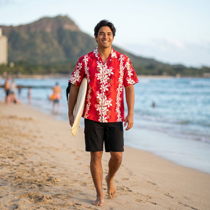 kuulei red hawaiian cotton shirt